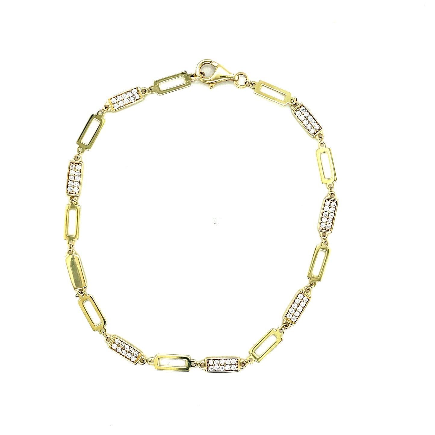 9ct Open Cubic Zirconia Rectangle Link Bracelet