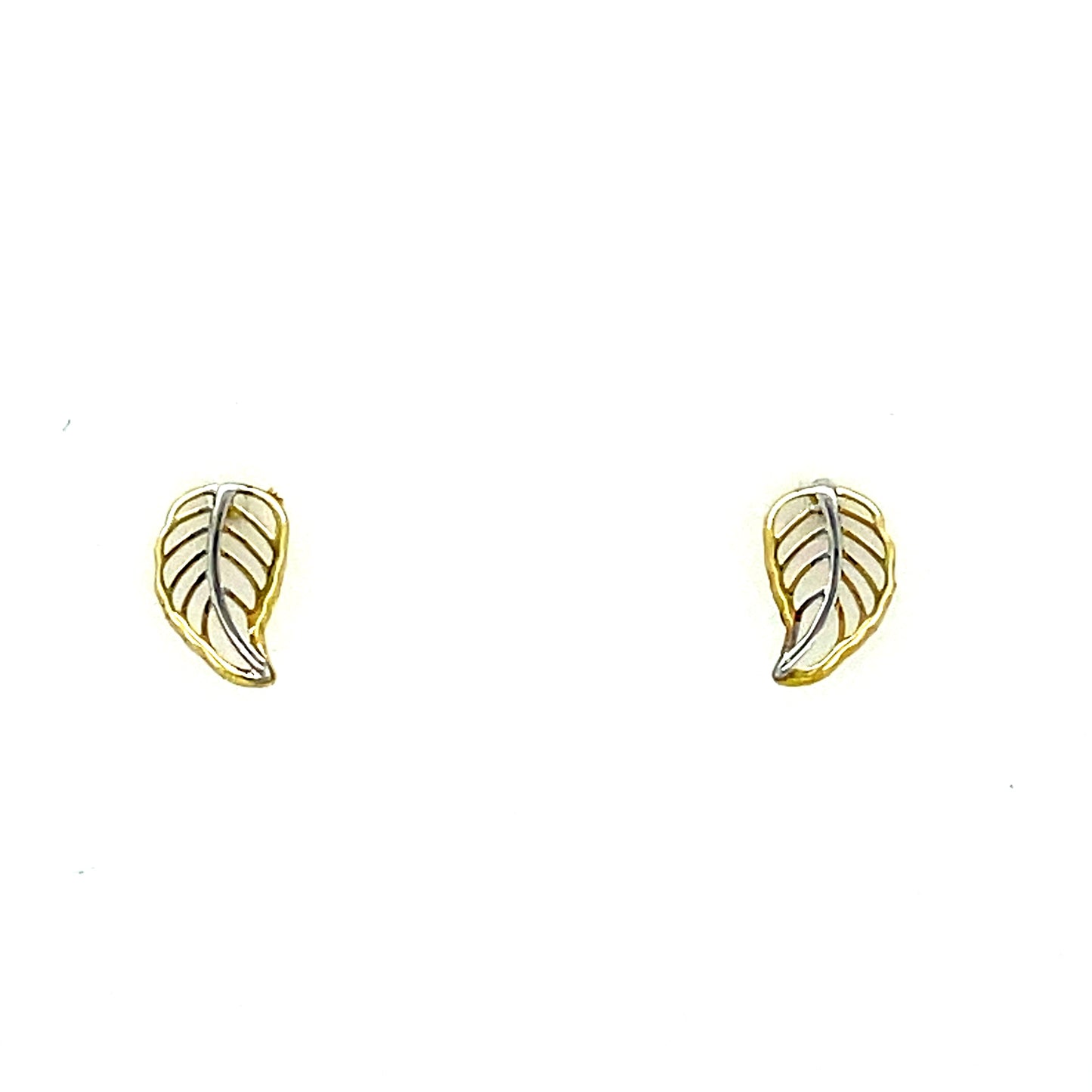 9ct Two Tone Leaf Earring