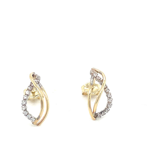 9ct Gold Cubic Zirconia Open Swirl Earring