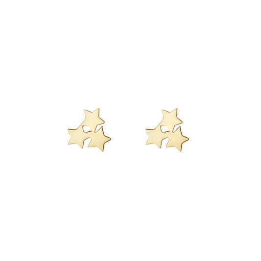 9ct Three Star Cluster Stud Earring