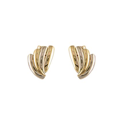 9ct Two Tone Fan Shape Earrings