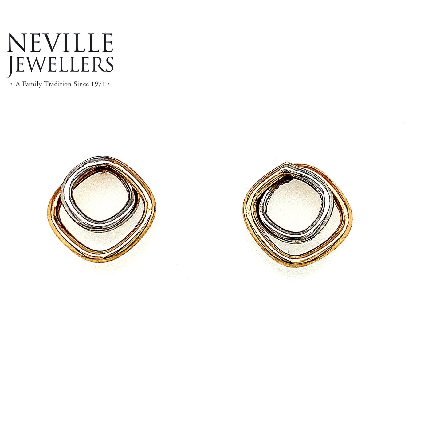 9ct Two Tone Stud Earrings