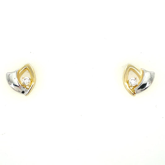 9ct Two Tone Cubic Zirconia Earrings