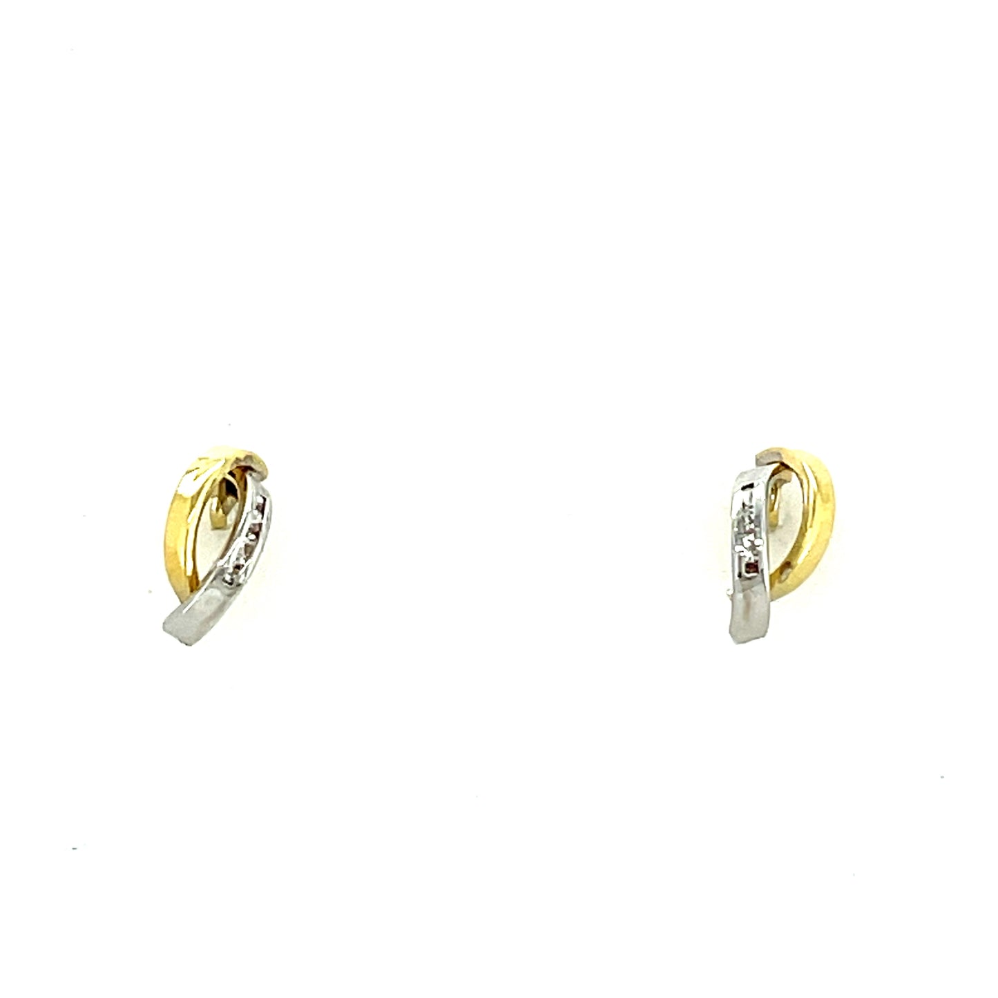 9ct Two Tone Cubic Zirconia Earrings