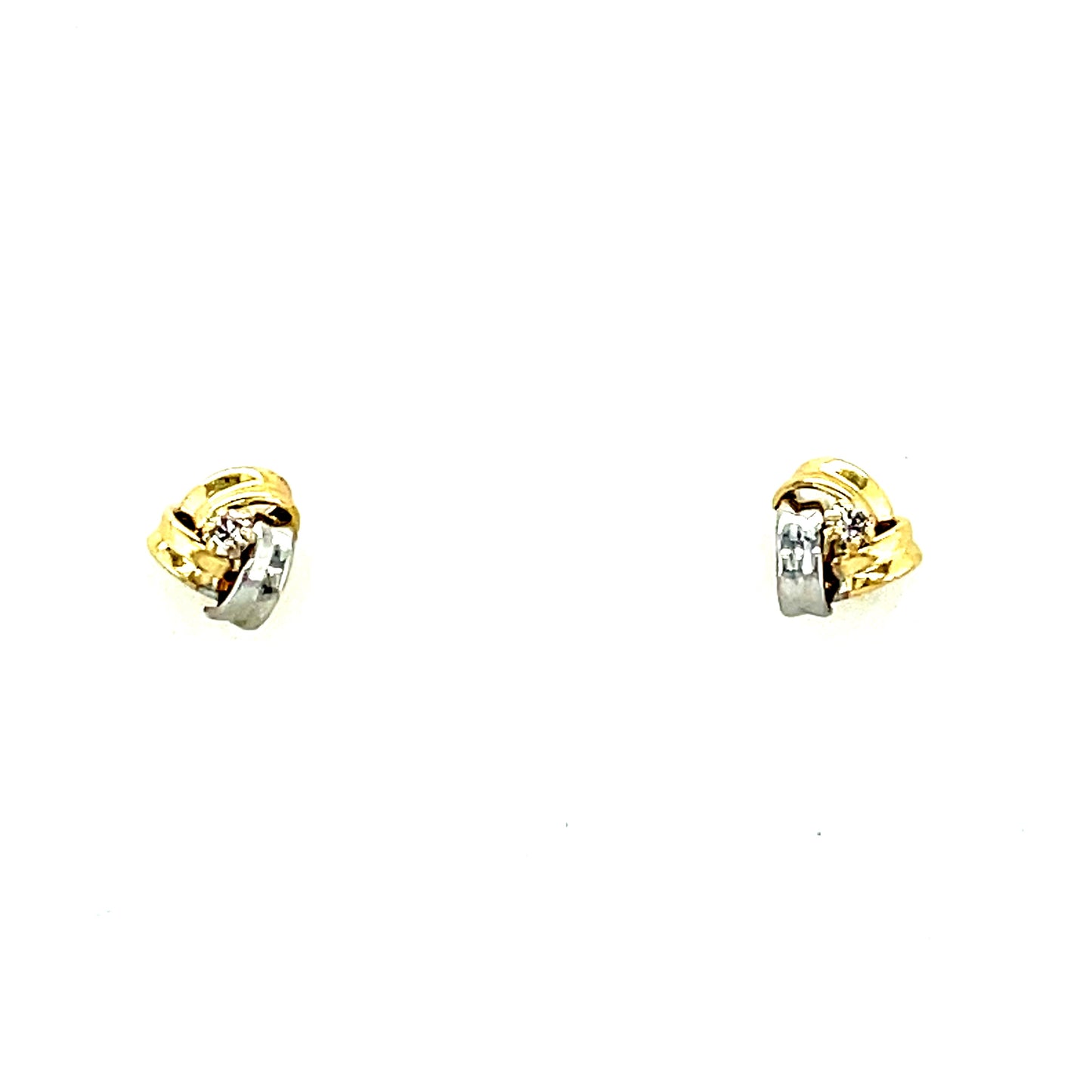 9ct Two Tone Three Bar Cubic Zirconia Earring 5mm x5.5mm