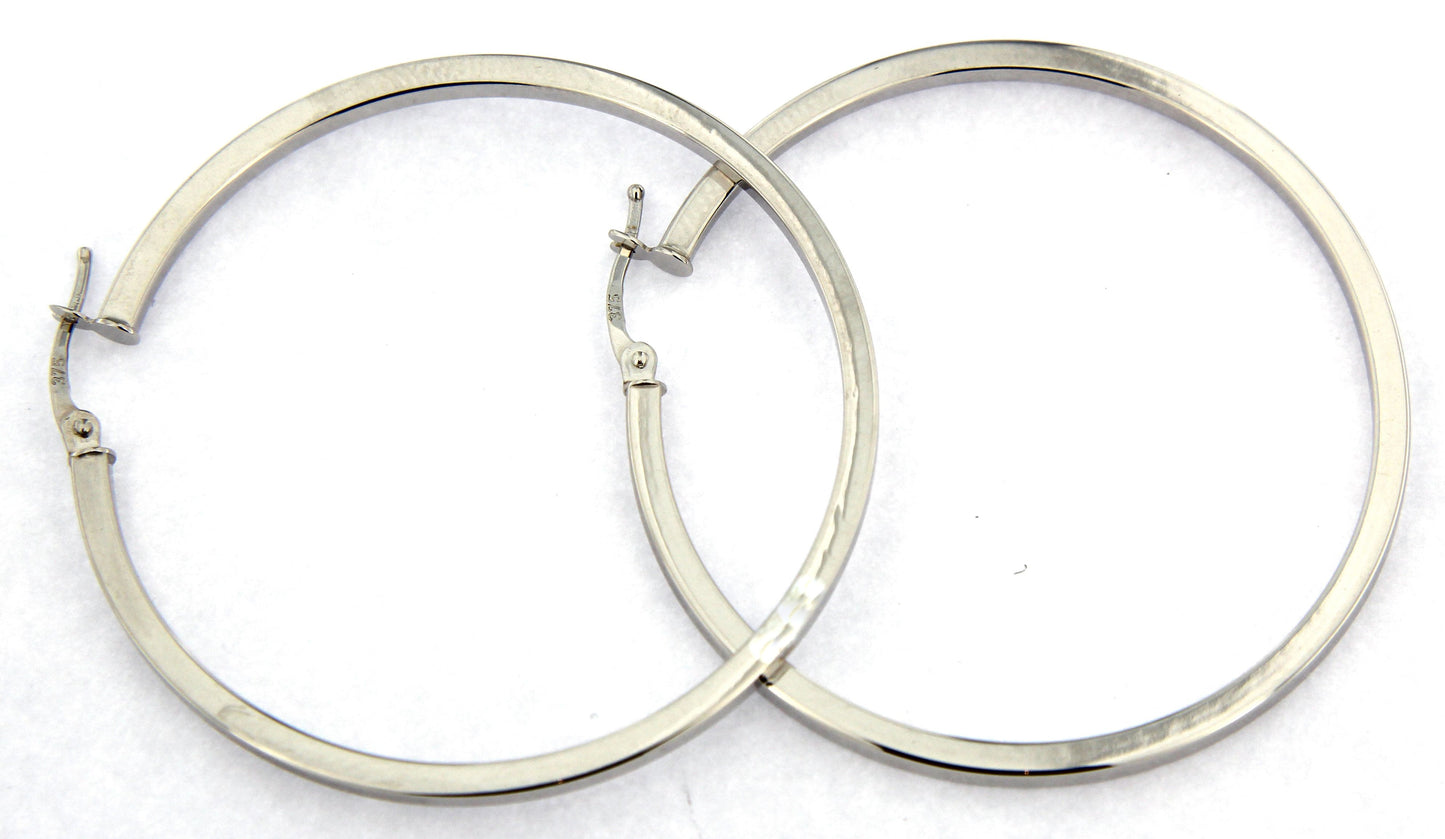 9ct White Gold Hoop Earrings
