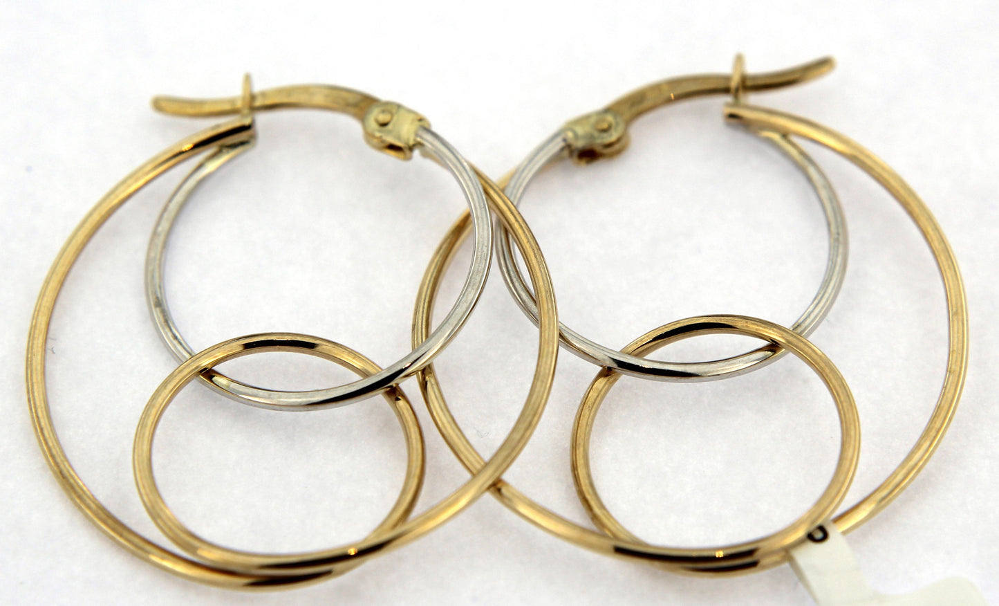 9ct Two Colour Intwined Hoop Earrings