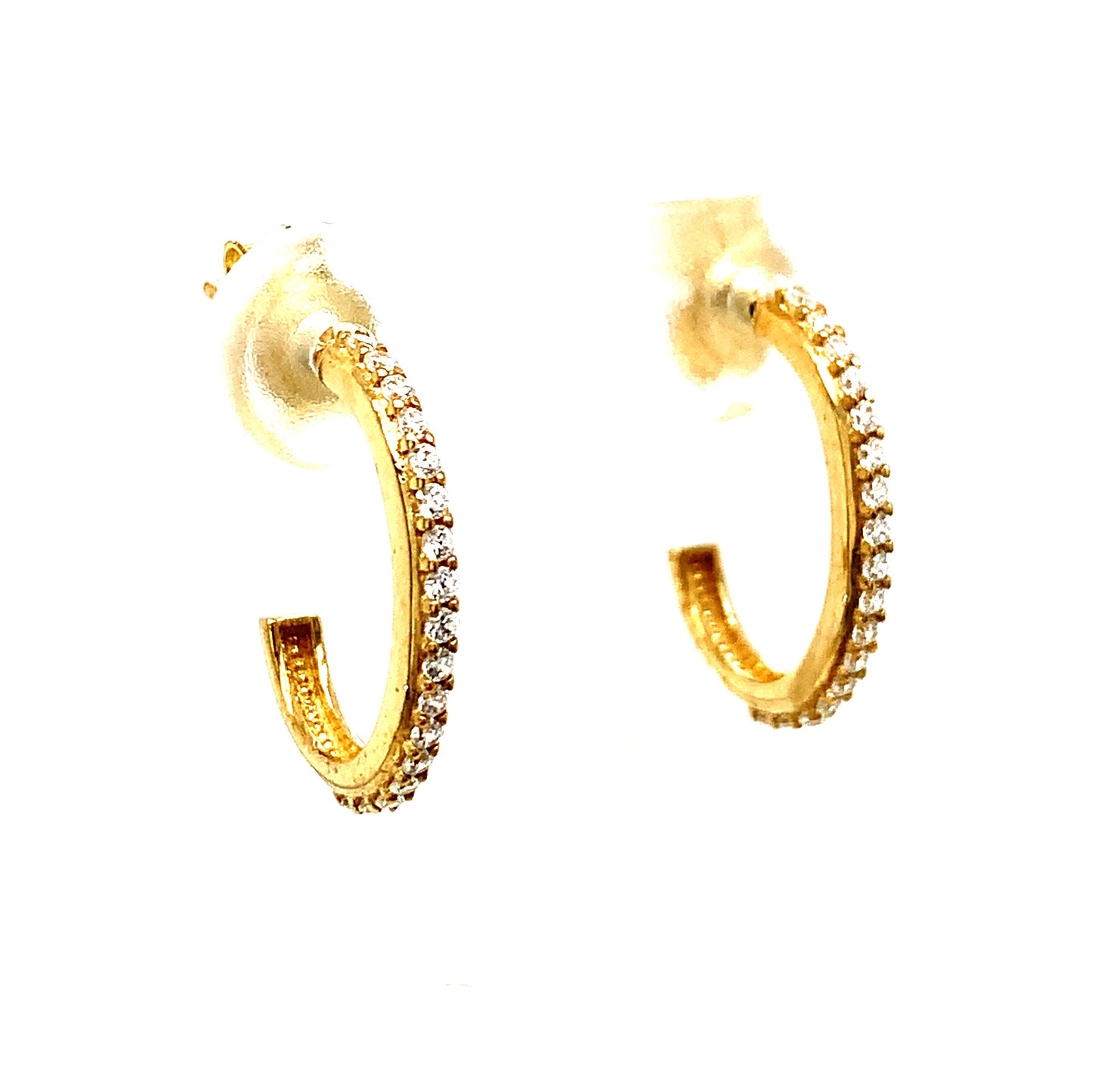 9ct Half Hoop Cubic Zirconia Earrings