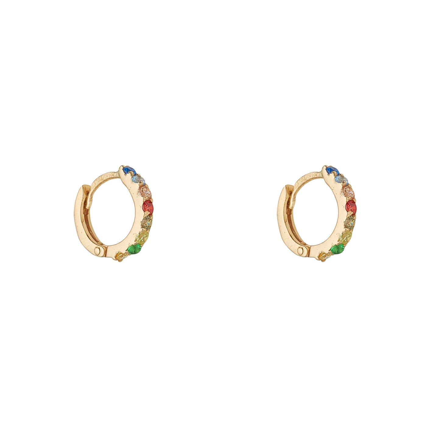 9ct Gold Cubic Zirconia Multi Colour Huggie Hoop Earrings