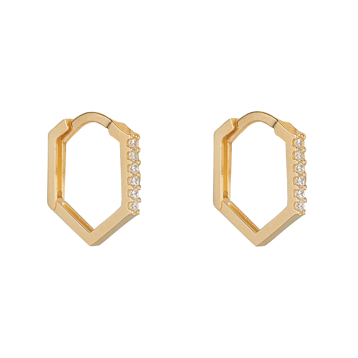 9ct Cubic Zirconia Pentagon Hoop Earrings