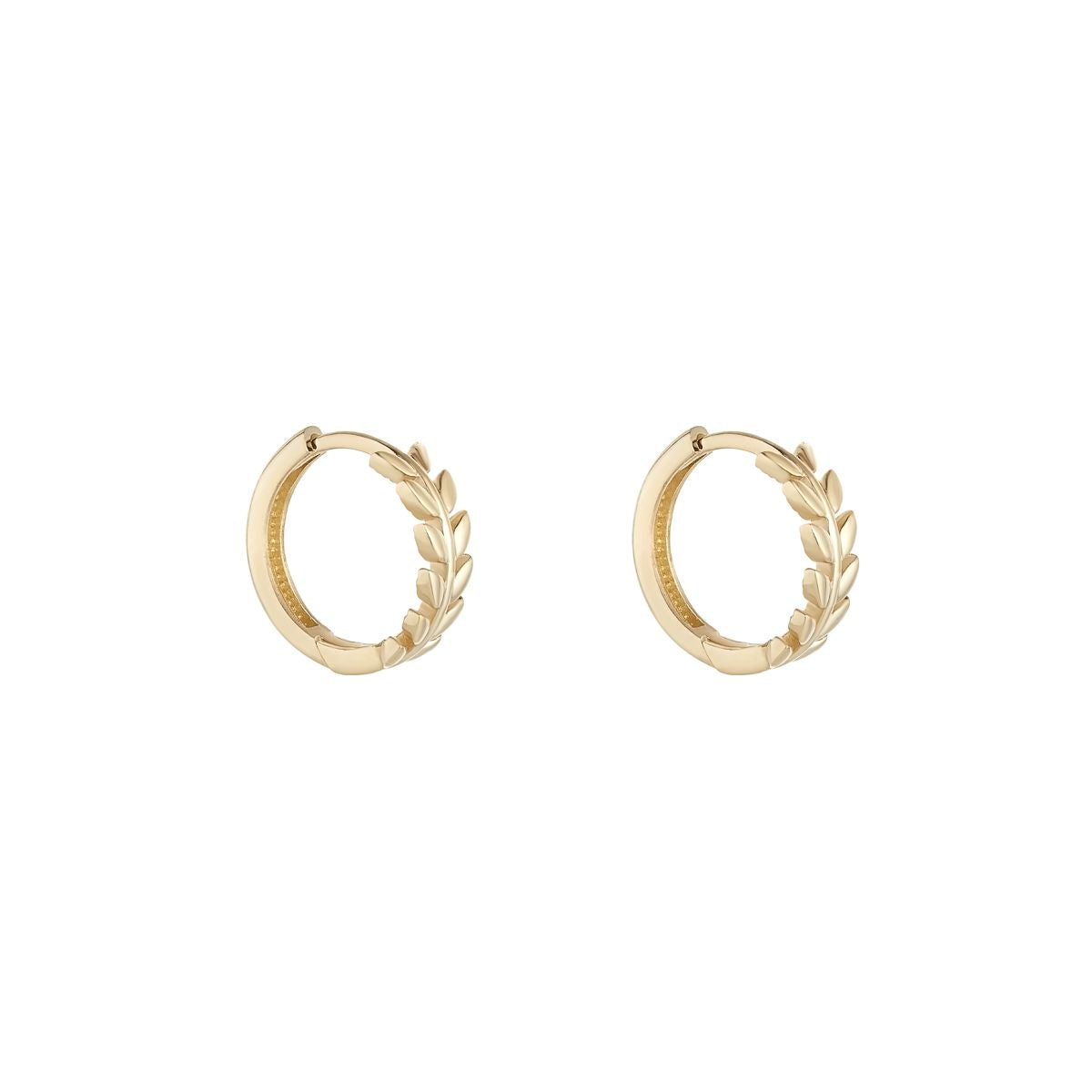9ct Leaf Huggie Earring
