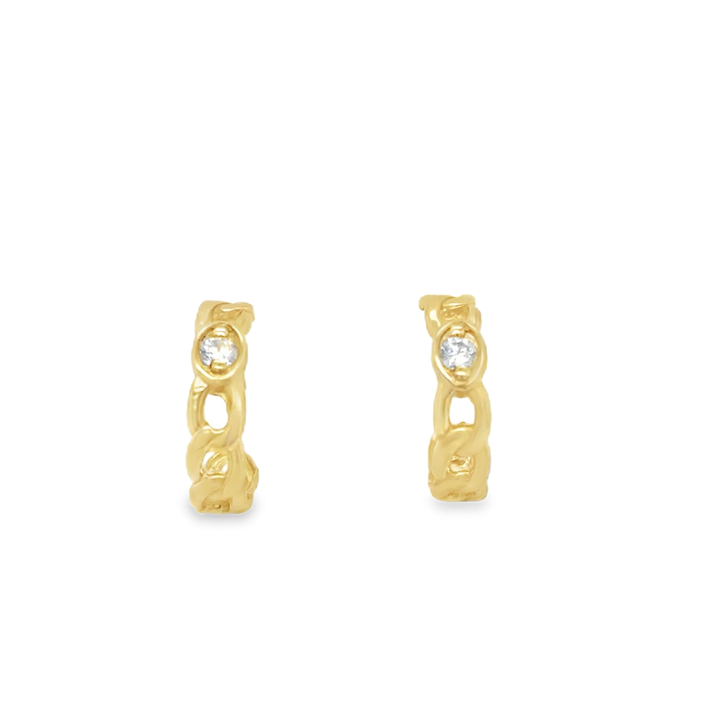 9ct Open Curb Cubic Zirconia Hoop Earring