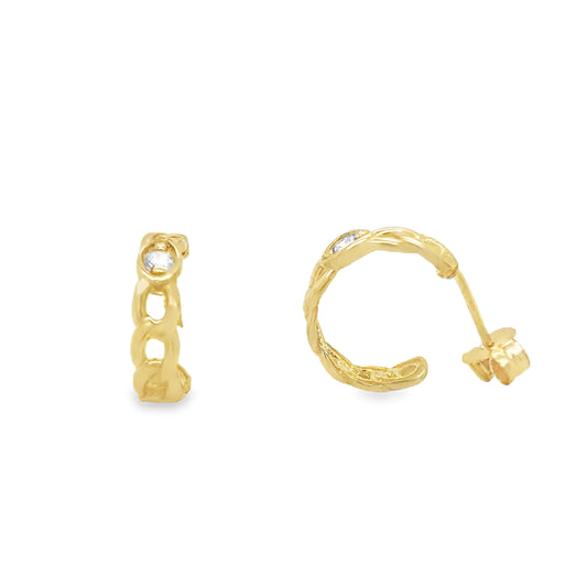9ct Open Curb Cubic Zirconia Hoop Earring
