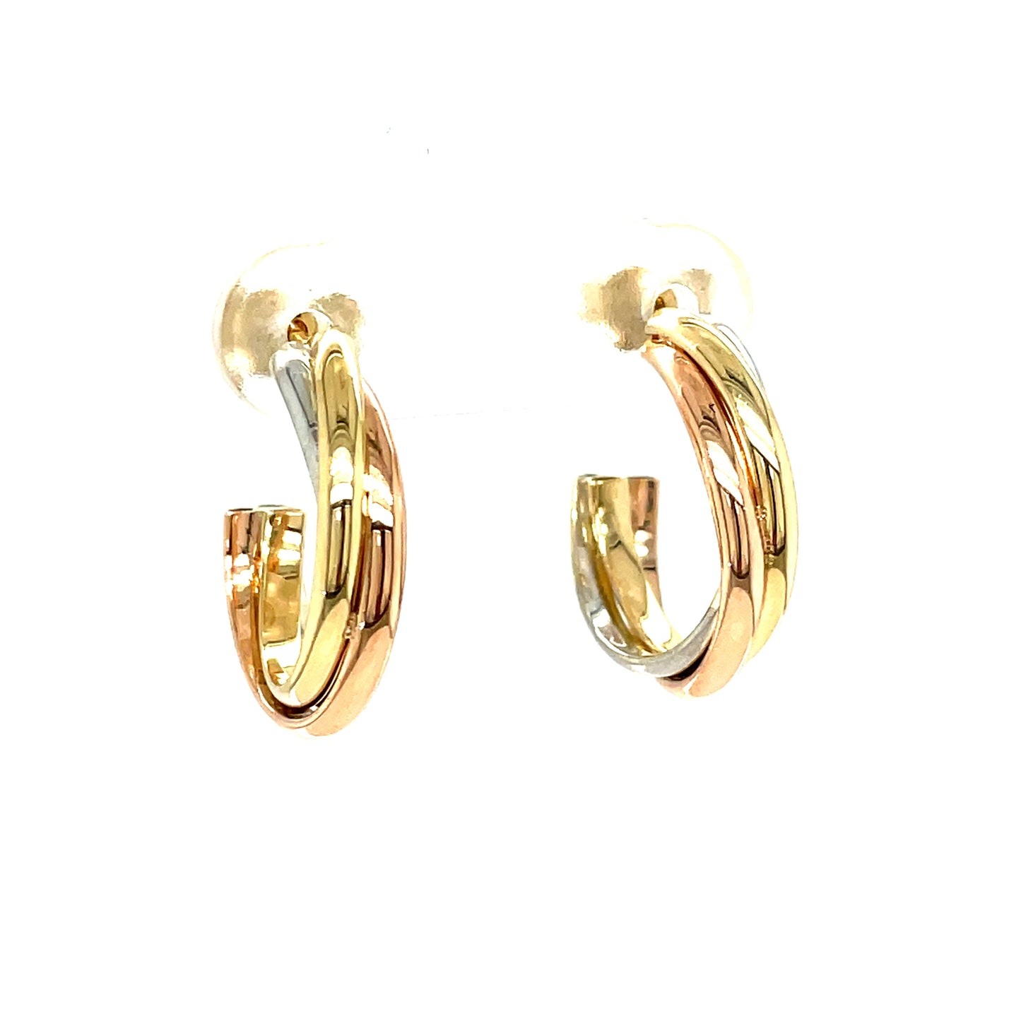 9ct Three Tone Twist Hoop Earring