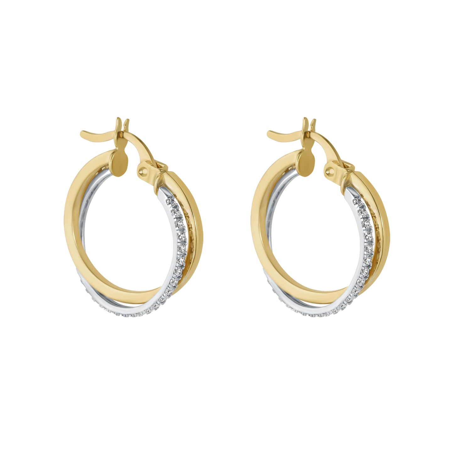 9ct Gold Cubic Zirconia Crossover Hoop Earring