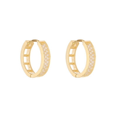 9ct Gold Cubic Zirconia Oval Hoop Earrings