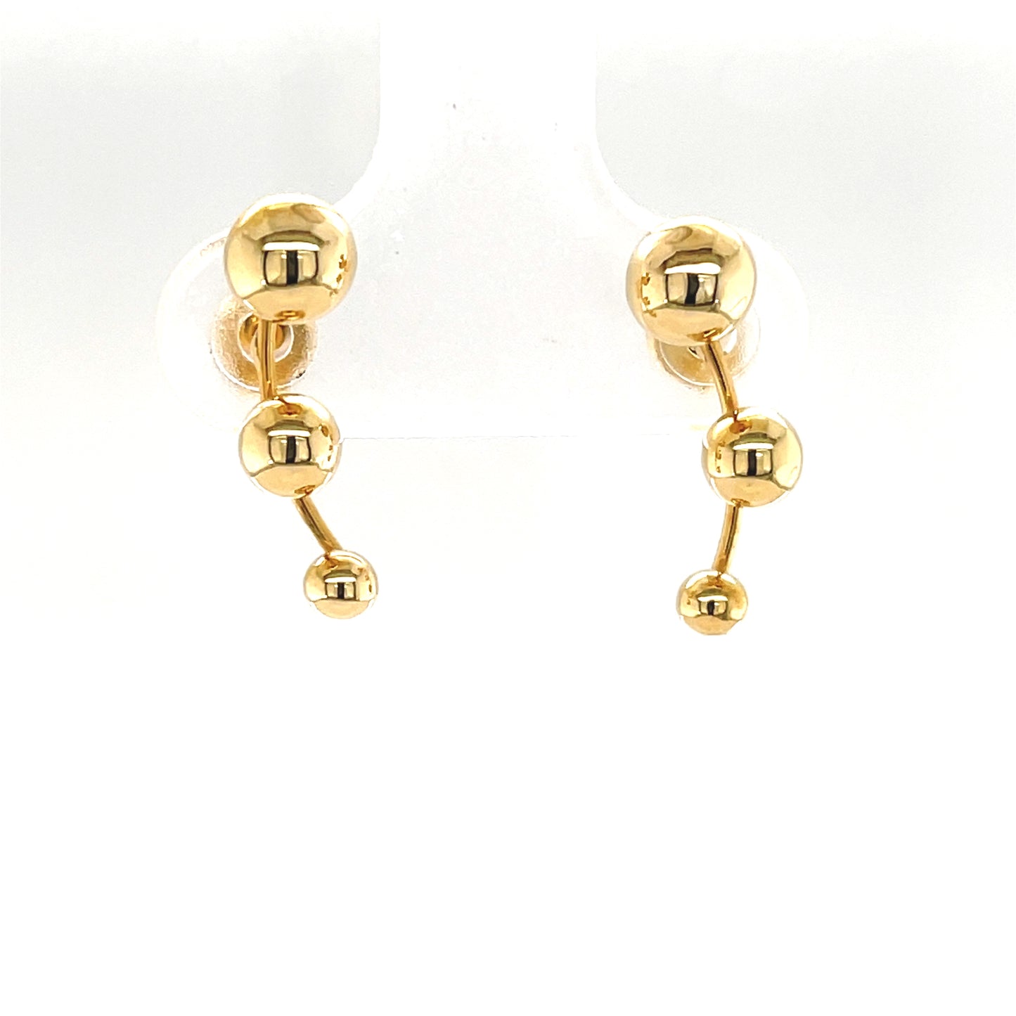 9ct Three Ball Drop Earrings