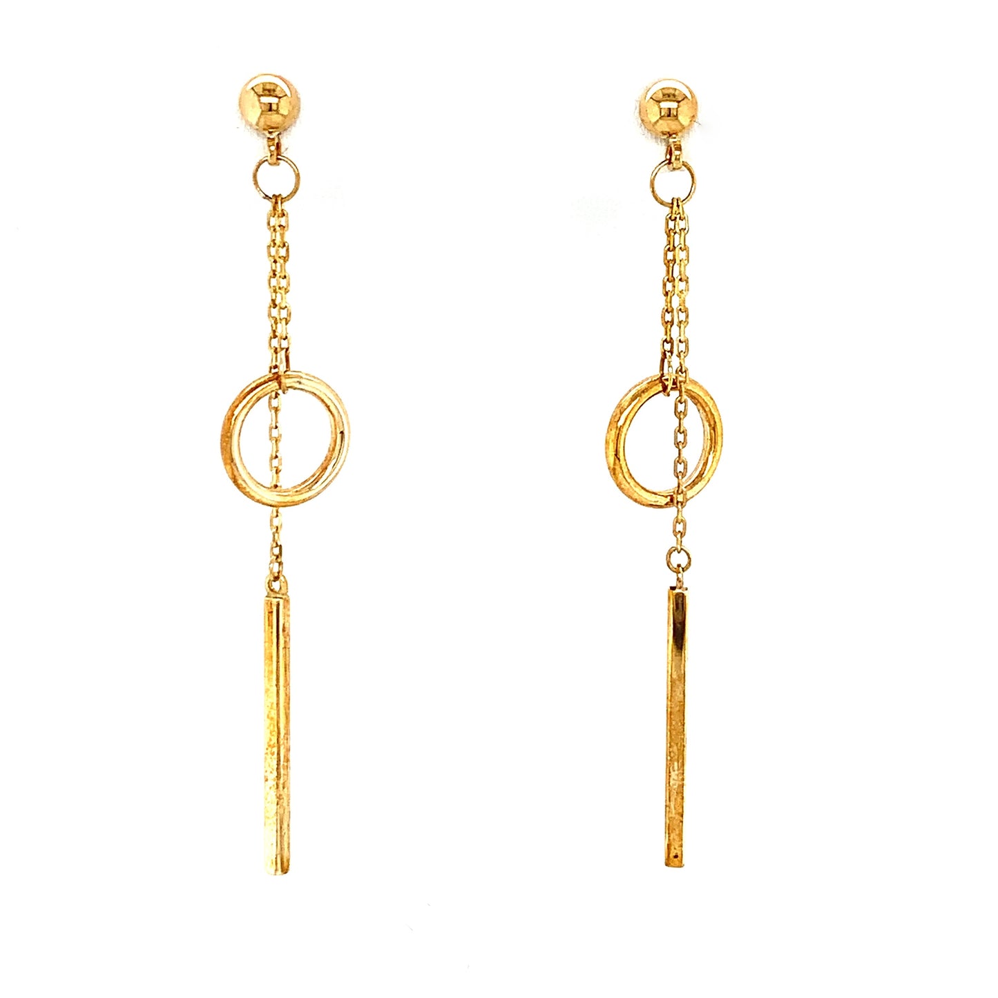9ct Bar And Circle Drop Earrings