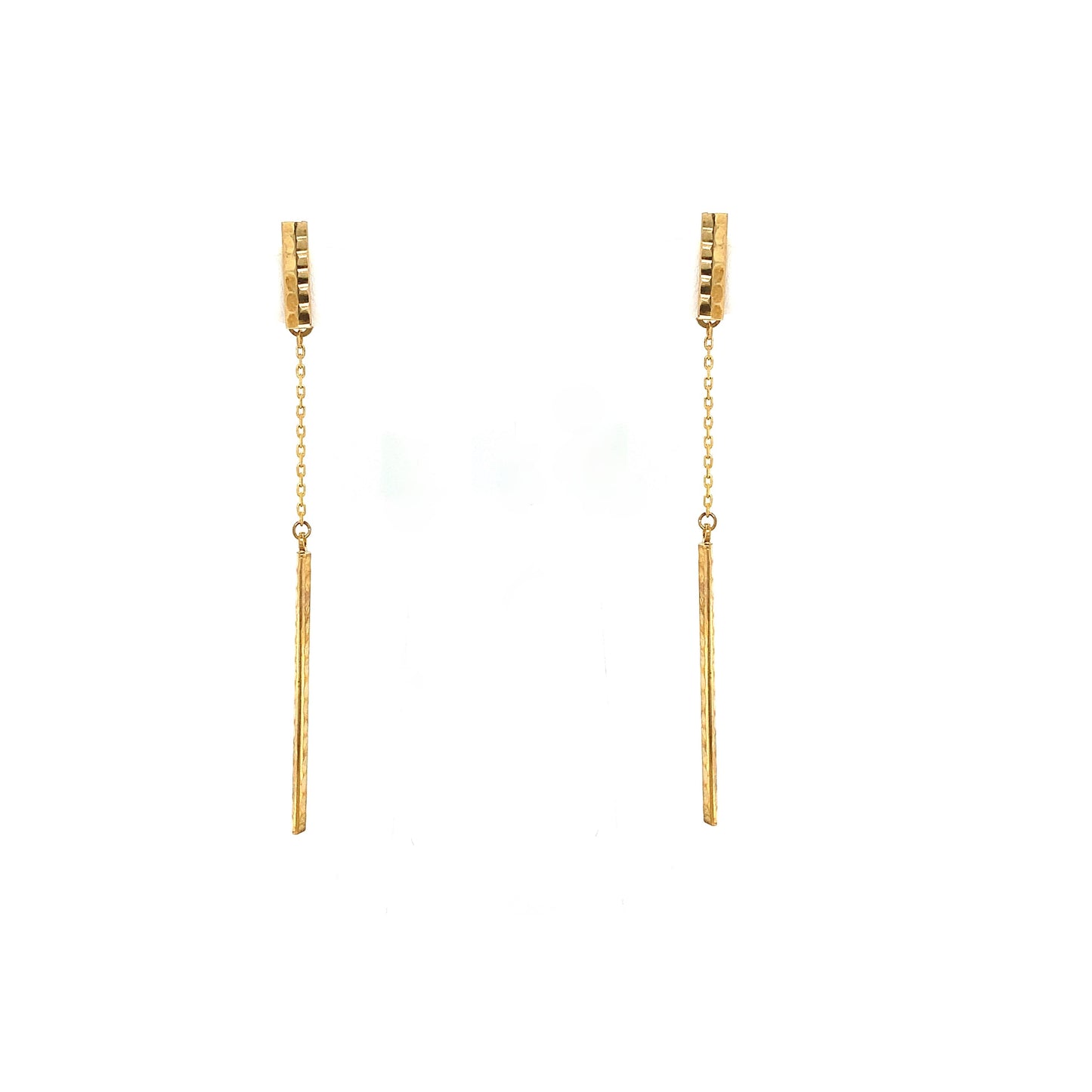 9ct Diamond Cut Long Bar And Chain Drop Earrings