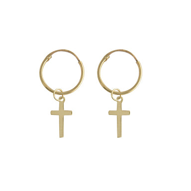 9ct Cross Drop Earrings
