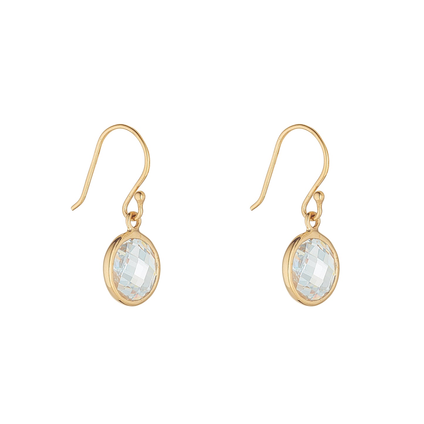 9ct Gold Cubic Zirconia Round Fancy Cut Simple Drop Earrings