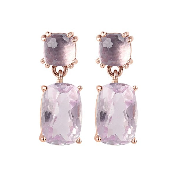 9ct Rose Gold Drop Amethyst Earring