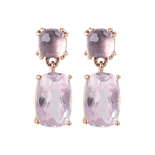 9ct Rose Gold Drop Amethyst Earring