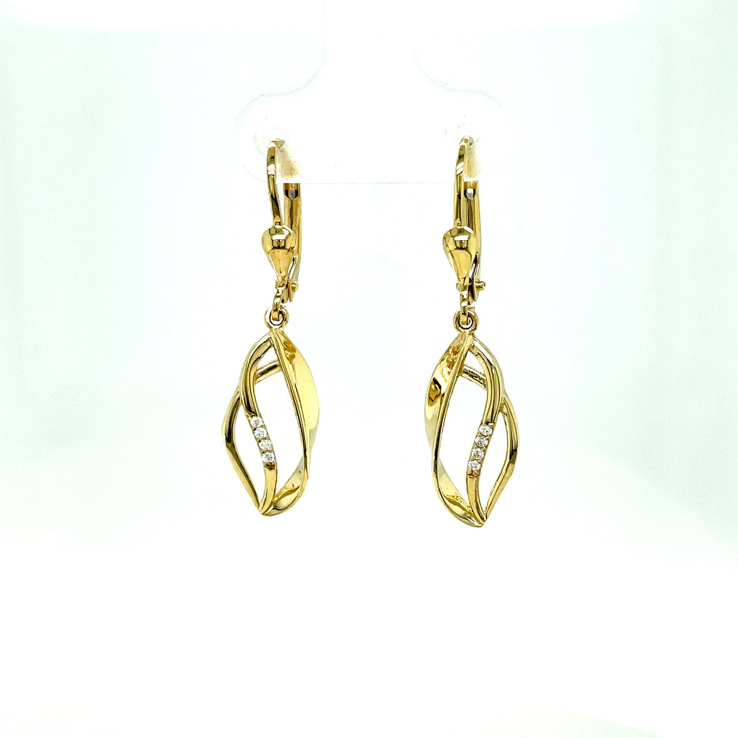 9ct Cubic Zirconia Open Oval Swirl Drop Earring
