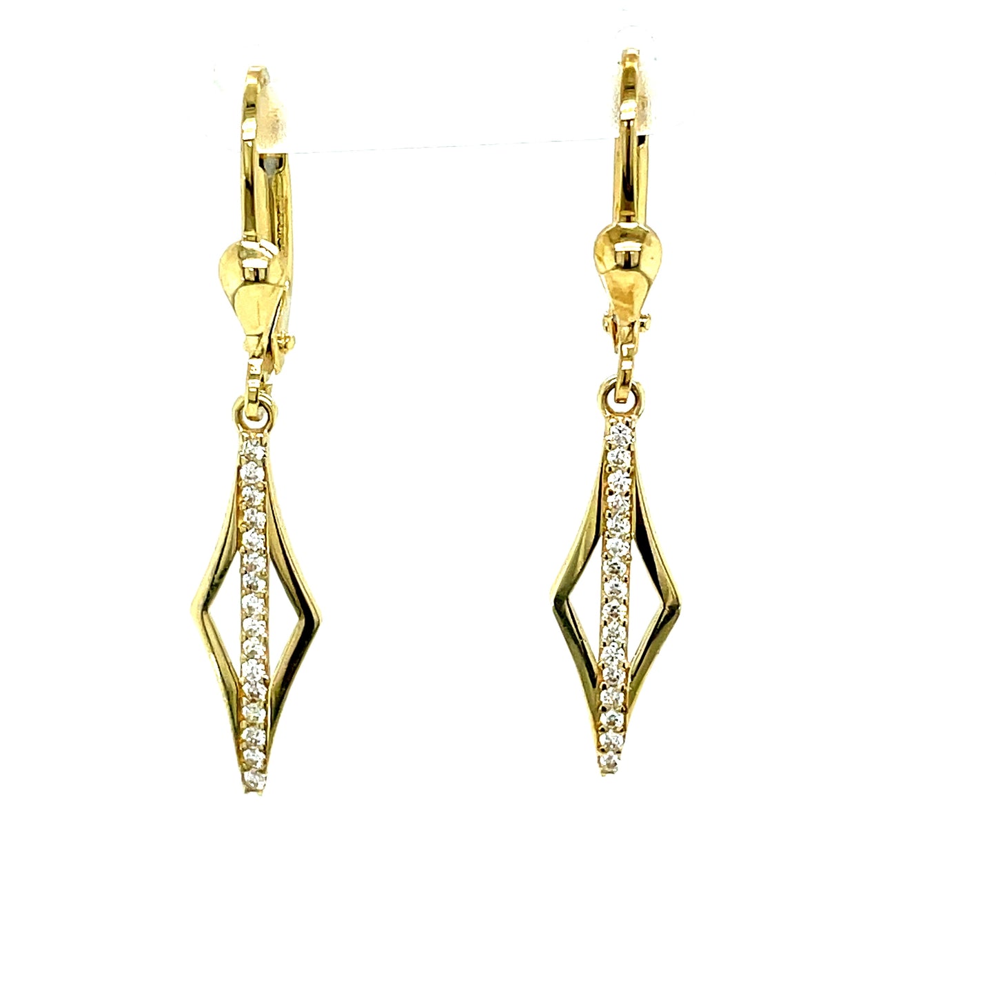 9ct Cubic Zirconia Open Diamond Shape Drop Earring
