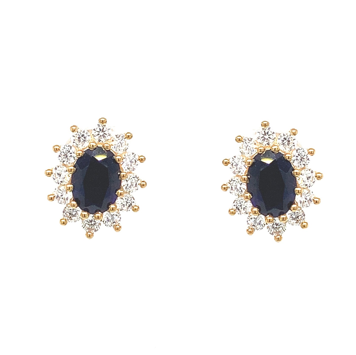 9ct Cubic Zirconia Sapphire Cluster Earrings