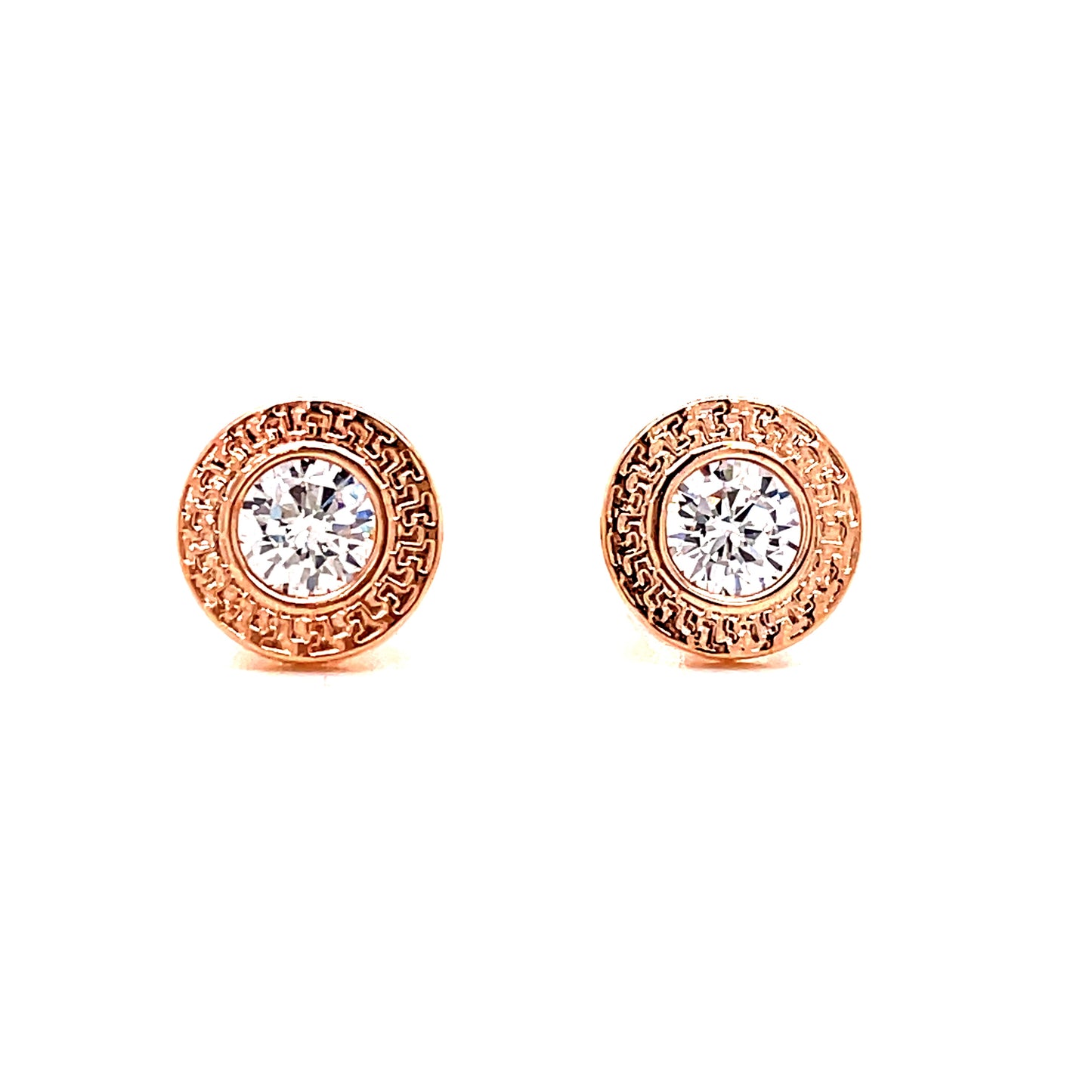 9ct Rose Cubic Zirconia Circle Earring