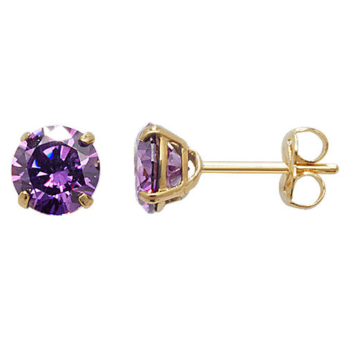 9ct Cubic Zirconia Amethyst February Birthstone Earring