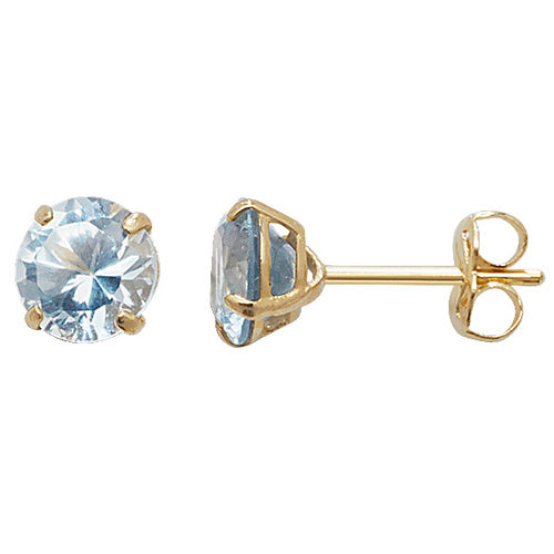 9ct Cubic Zirconia Aquamarine March Birthstone Earring