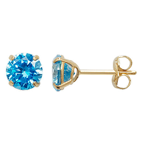 9ct Cubic Zirconia Blue Topaz December Birthstone Earring