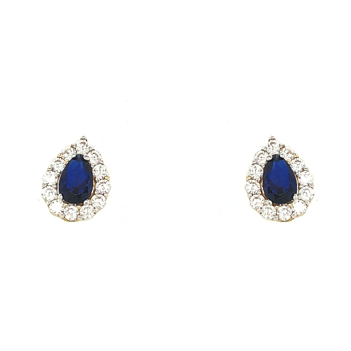 9ct Sapphire And Cubic Zirconia Earrings