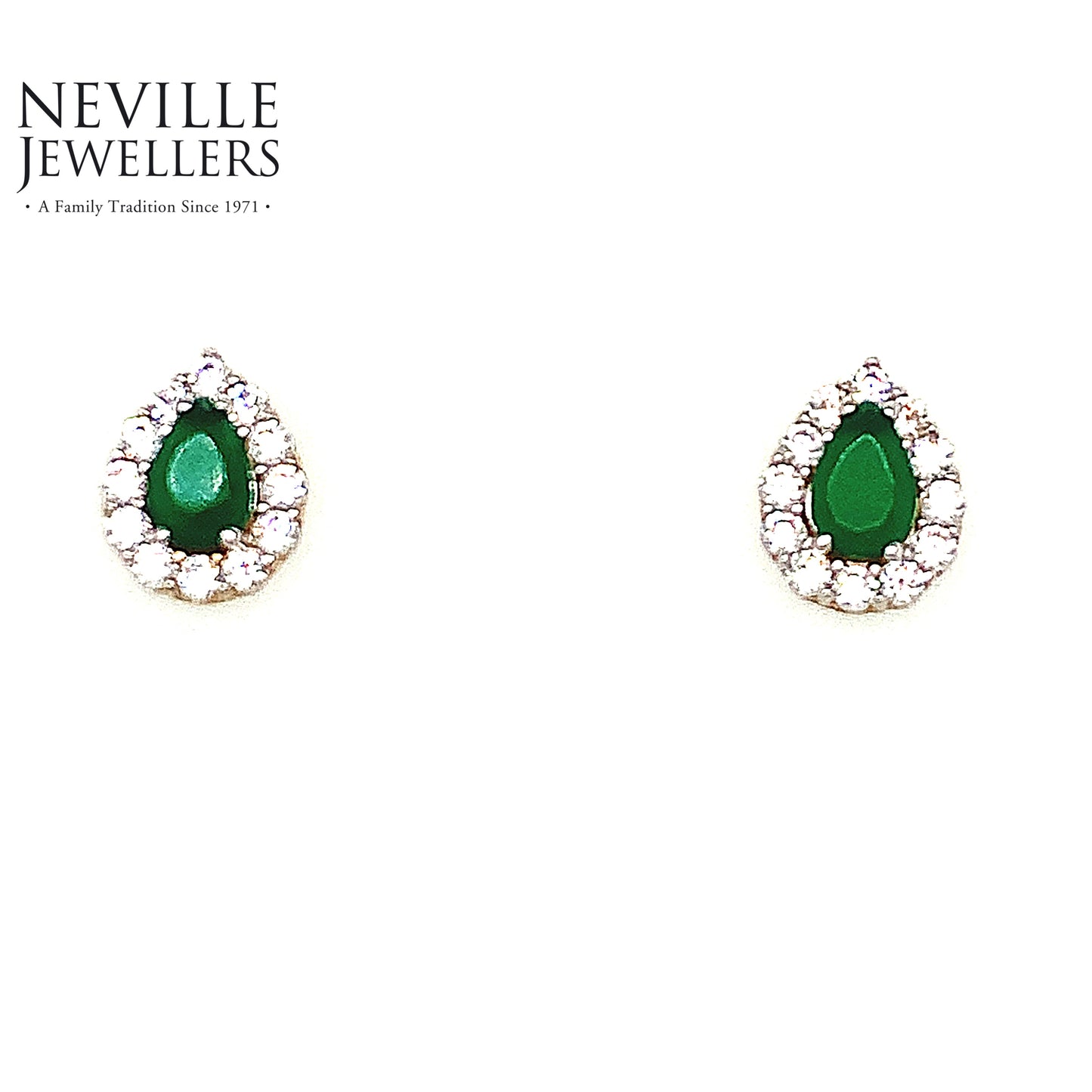 9ct Emerald And Cubic Zirconia Earrings