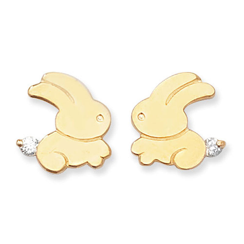9ct Cubic Zirconia Rabbit Kiddies Earrings