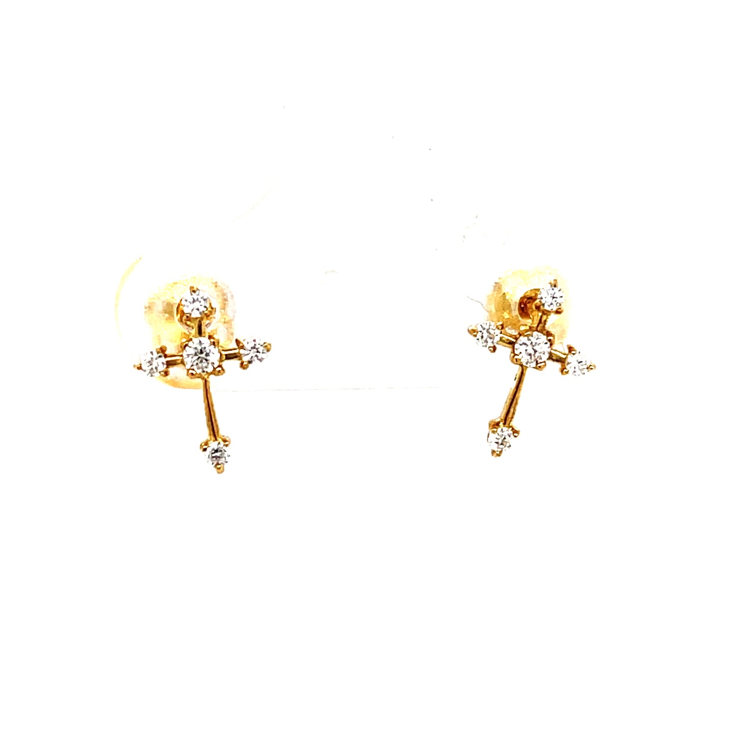 9 Carat Yellow Gold Stone Set Cross Earrings