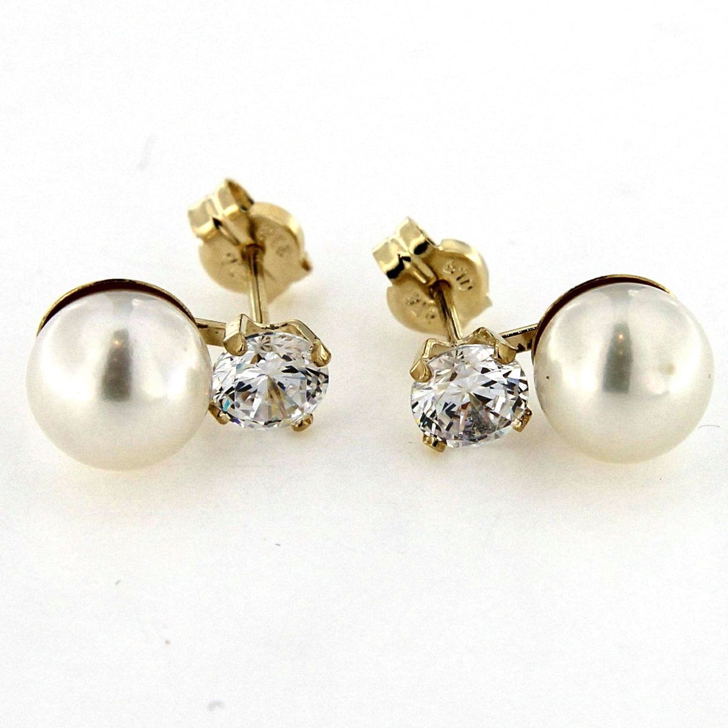 9ct Pearl And Cubic Zirconia Drop Earrings