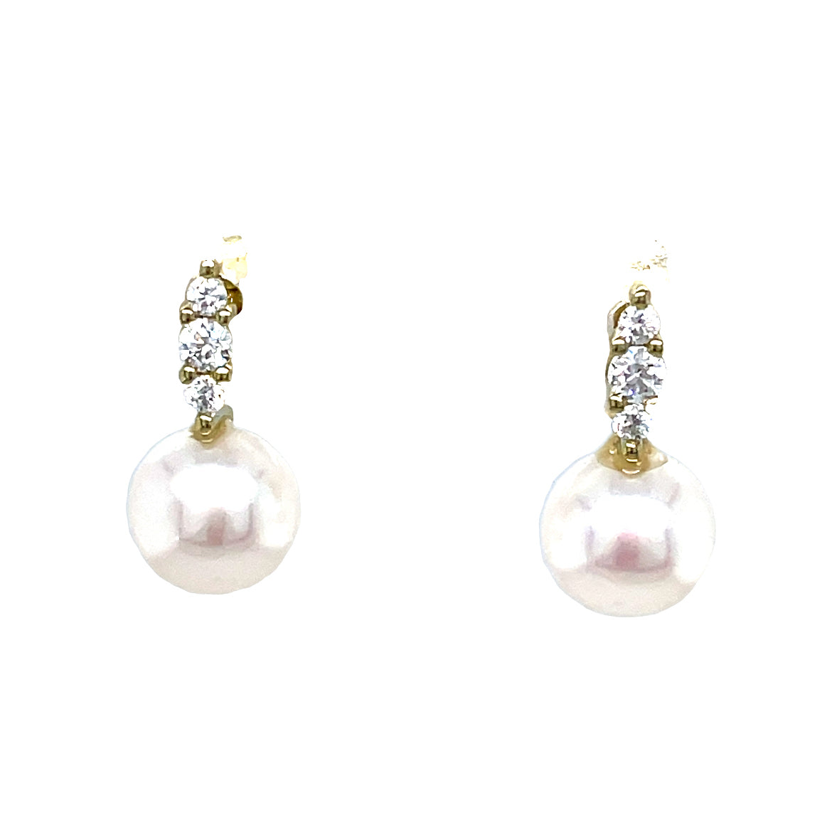 9ct Yellow Gold CZ Pearl Drop Earrings