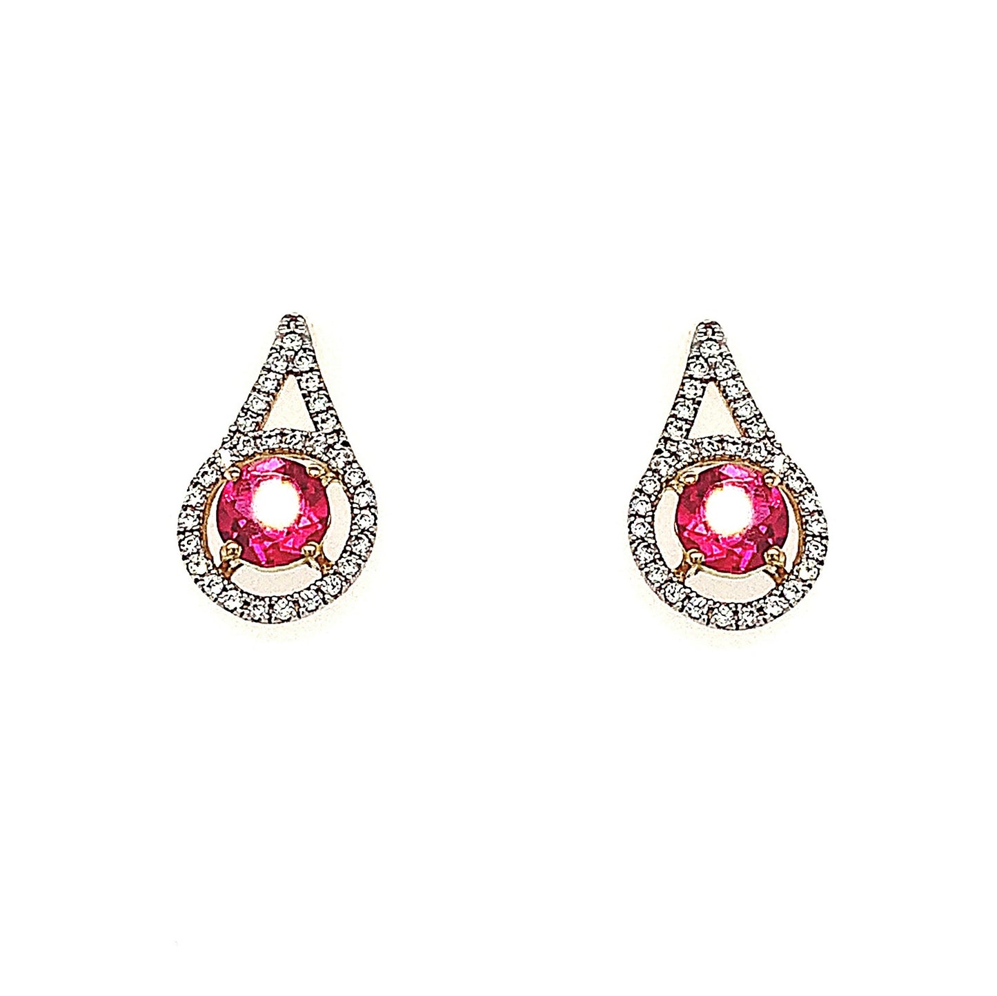 9ct Cubic Zirconia And Ruby Earrings