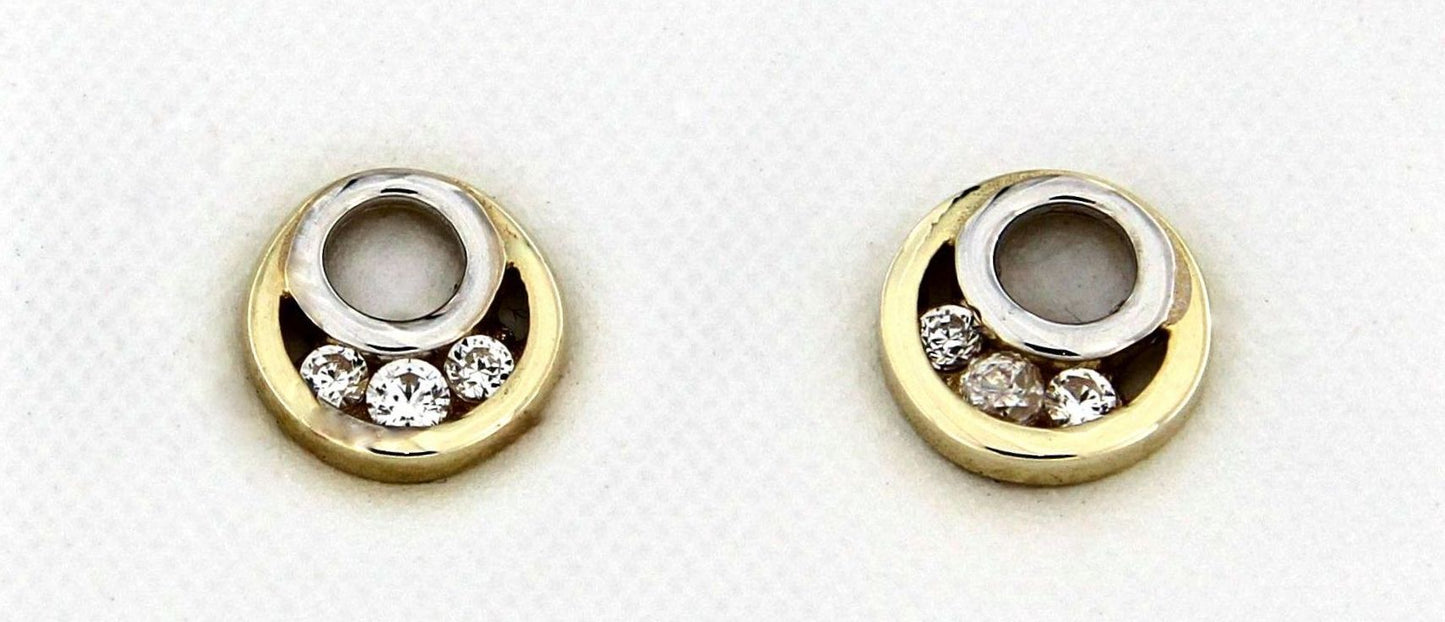9ct Two Colour Cubic Zirconia Earrings