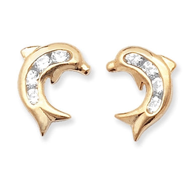 9ct Cubic Zirconia Dolphin Earrings