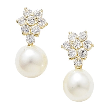 9ct Cubic Zirconia And Pearl Earrings