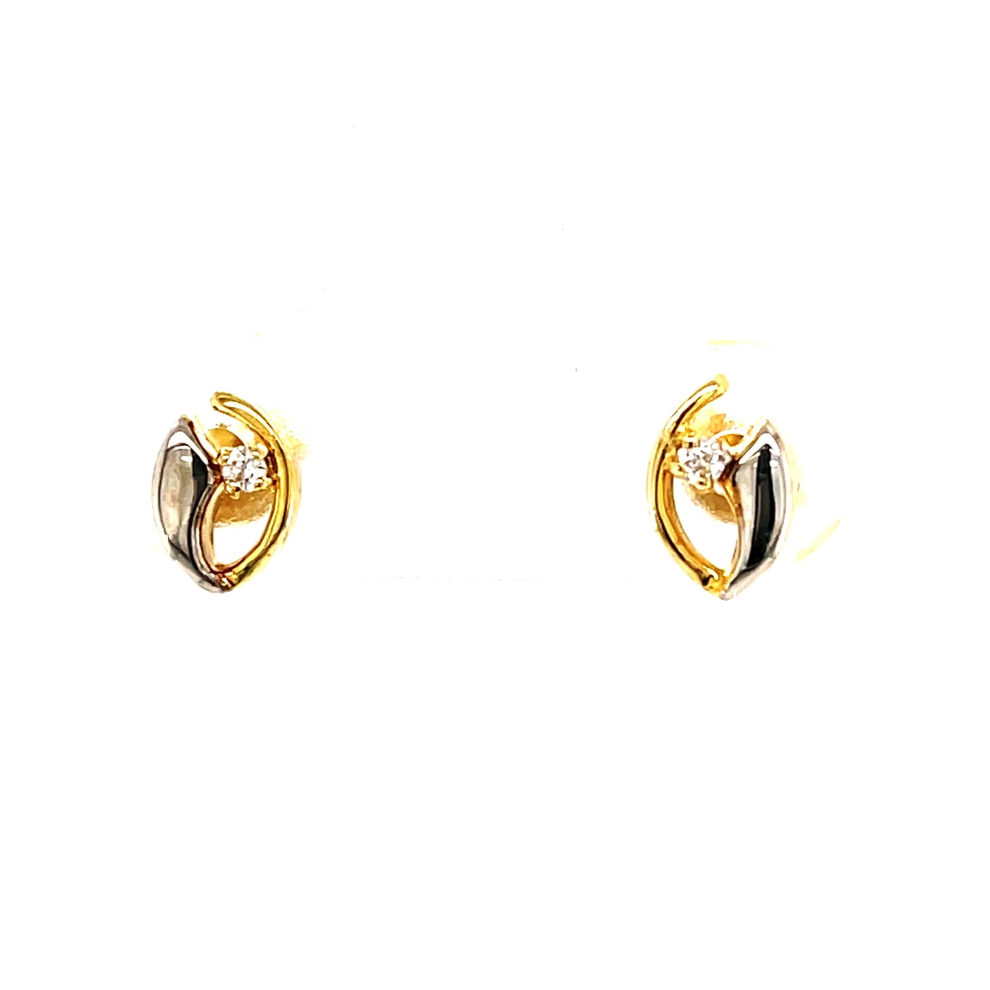9ct Cubic Zirconia Two Tone Stud Earrings