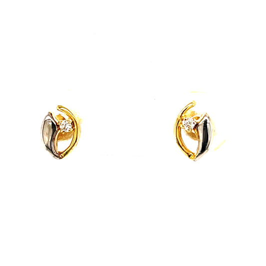 9ct Cubic Zirconia Two Tone Stud Earrings