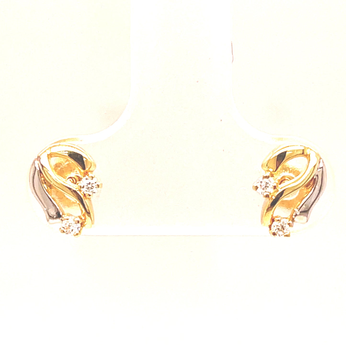 9ct Cubic Zirconia Two Tone Earrings