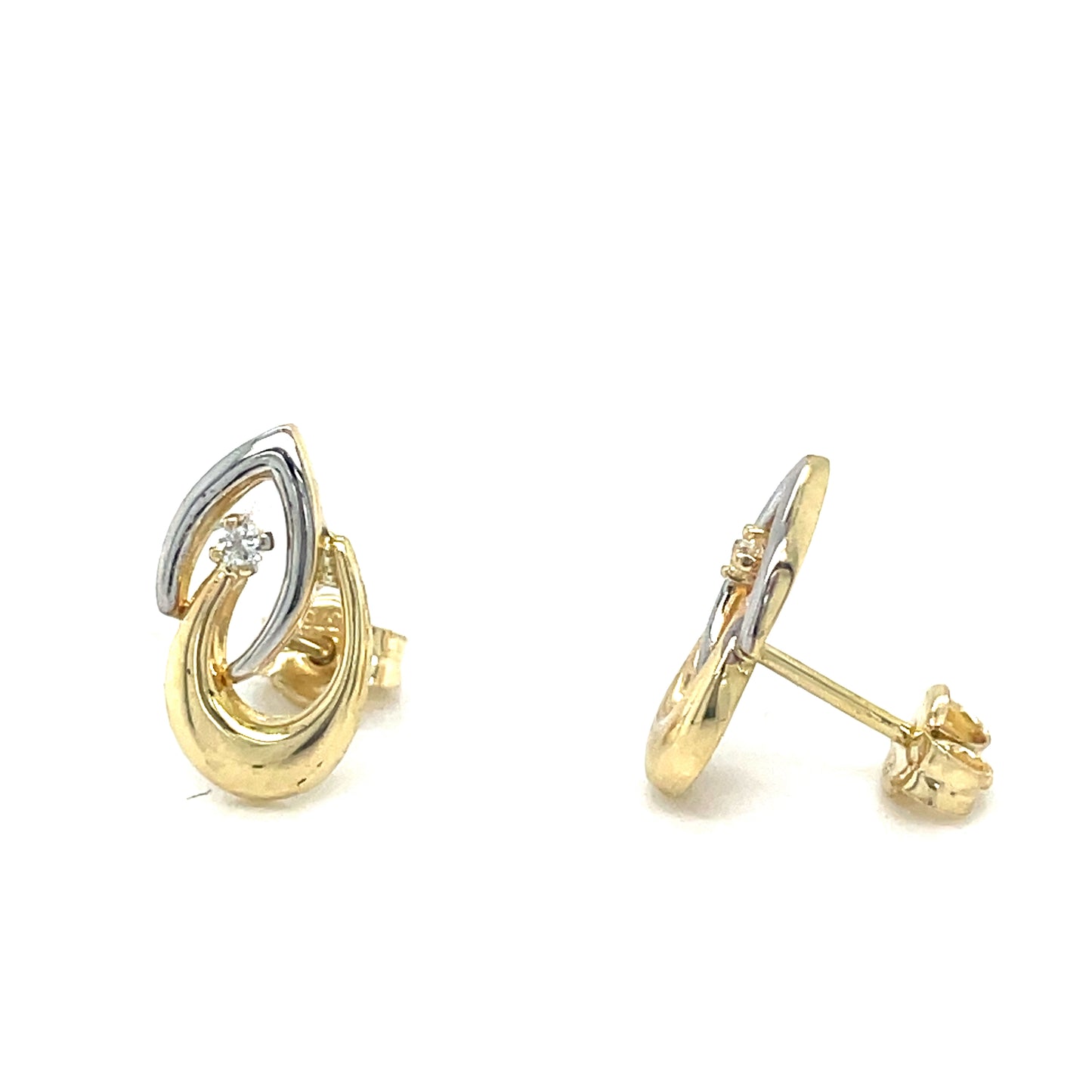 9ct Cubic Zirconia Two Tone Earrings