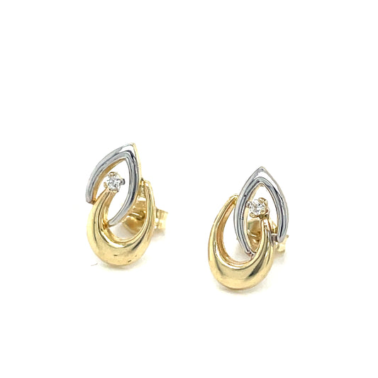 9ct Cubic Zirconia Two Tone Earrings