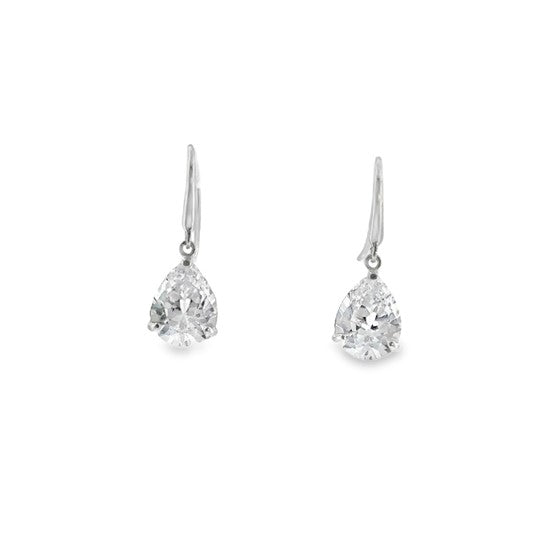 9ct White Gold Pear Shaped Cubic Zirconia Earrings